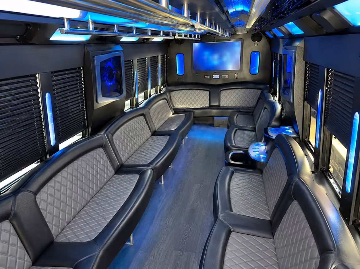20 passenger party bus inside