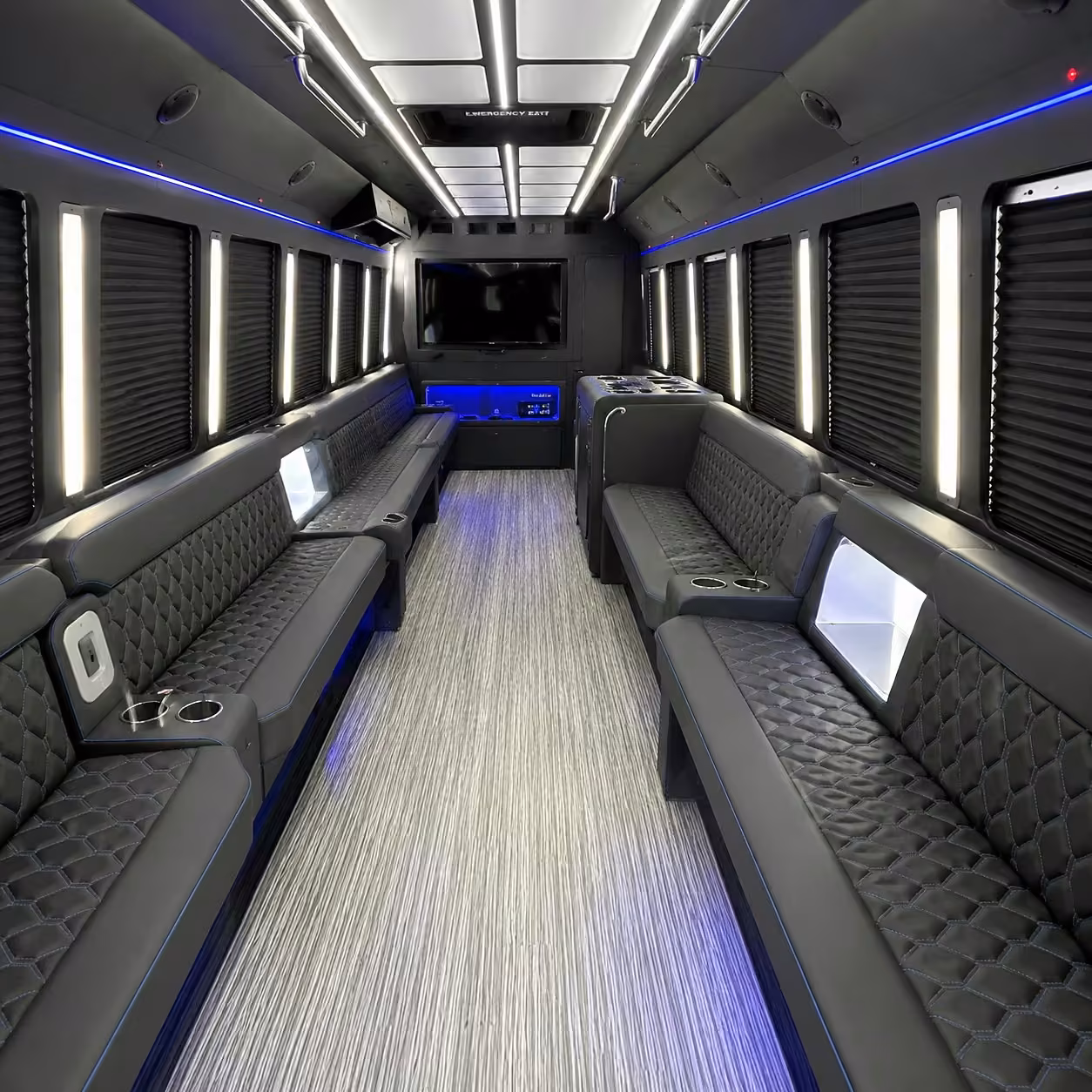 50 passenger party bus inside